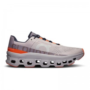 QC Cloudmonster Men's Road Running Shoes Pearl | Flame Grey | 79460-PUKC