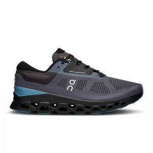 QC Cloudstratus 3 Men's Road Running Shoes Metal | Wisteria Black | 30719-NQAE