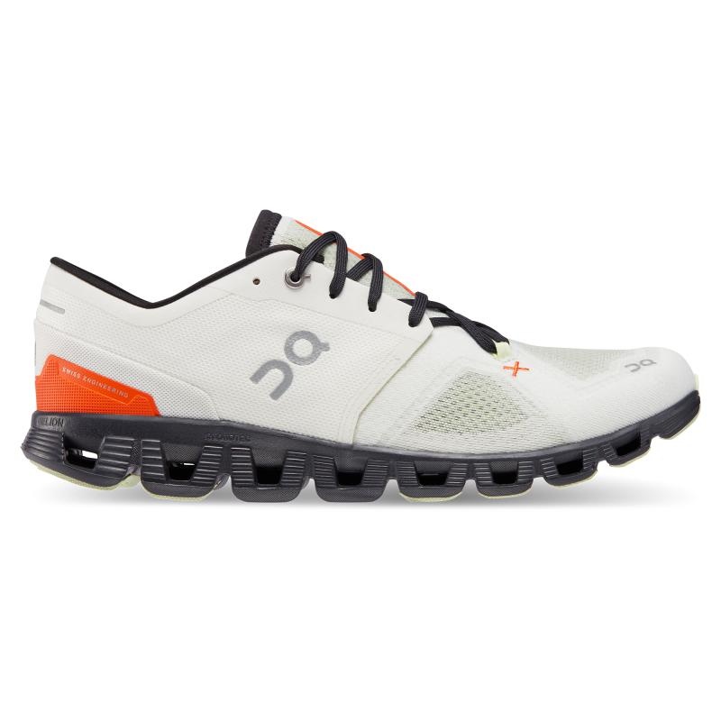 QC Cloud X 3 Men\'s Road Running Shoes Ivory | Flame White | 28409-MHAS