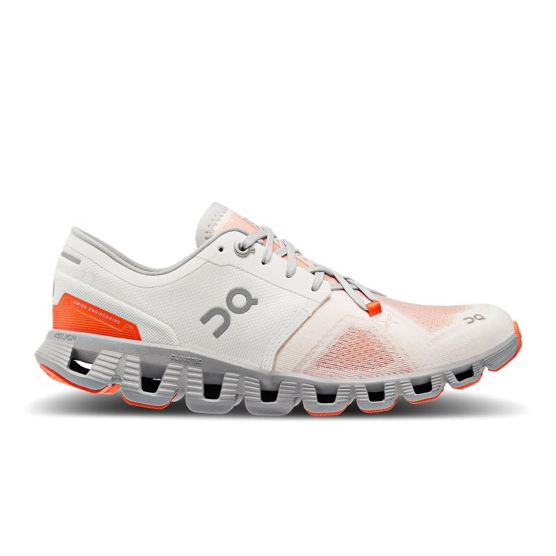 QC Cloud X 3 Women\'s Road Running Shoes Ivory | Alloy Coral | 49721-QFPJ