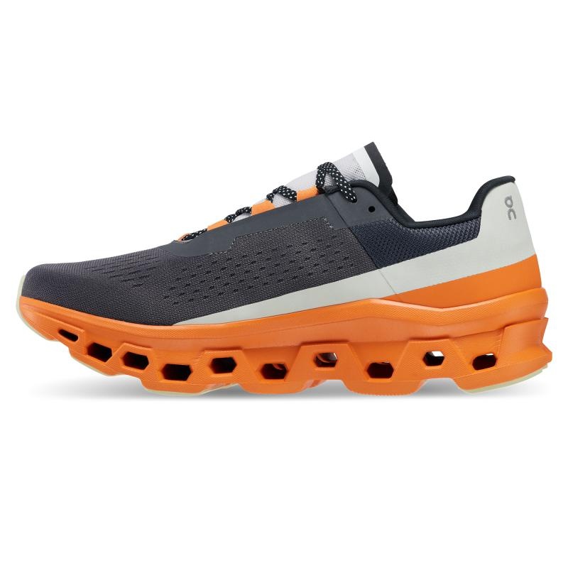 QC Cloudmonster Men's Road Running Shoes Eclipse | Turmeric Grey Orange | 49205-ITLS