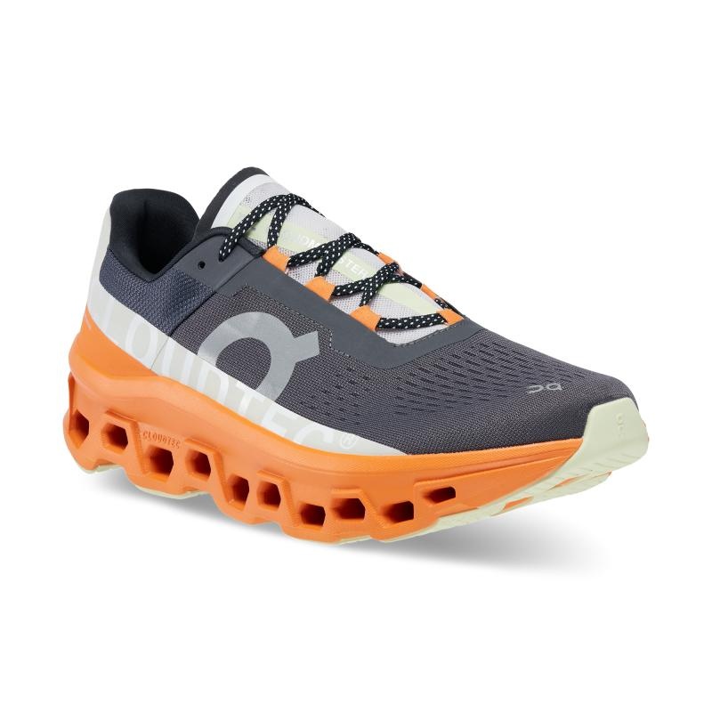 QC Cloudmonster Men's Road Running Shoes Eclipse | Turmeric Grey Orange | 49205-ITLS