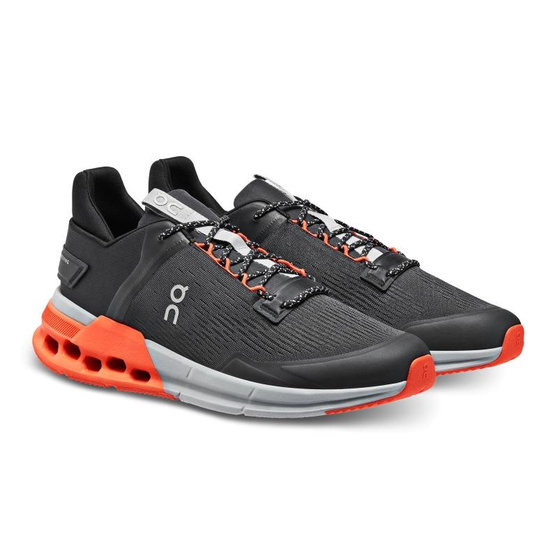 QC Cloudnova Flux Men's Road Running Shoes Black | Flame | 40921-IMCQ