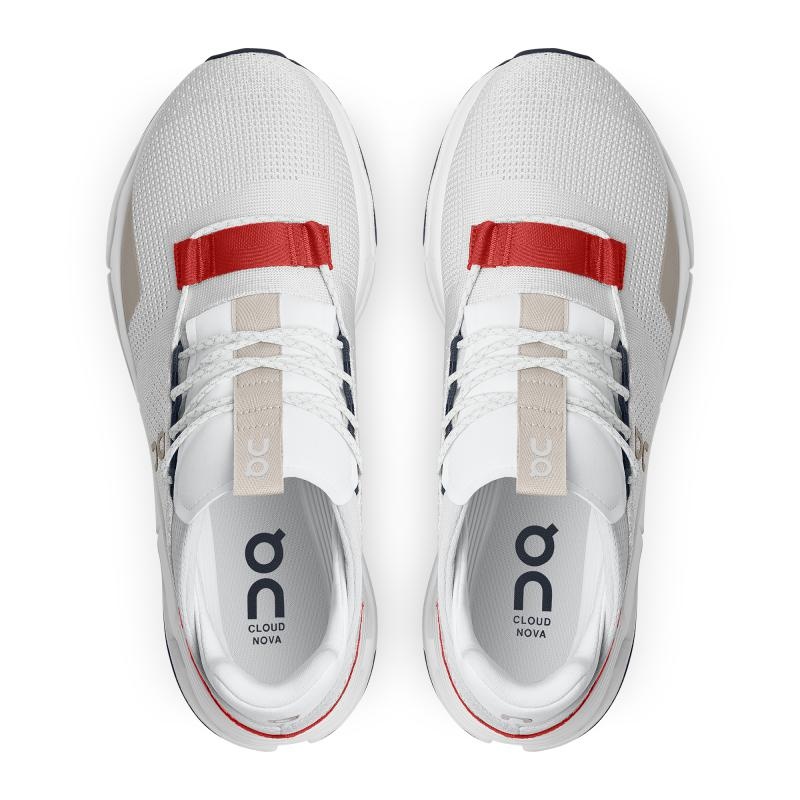 QC Cloudnova Men's Sneakers White | Red | 81529-VJWN