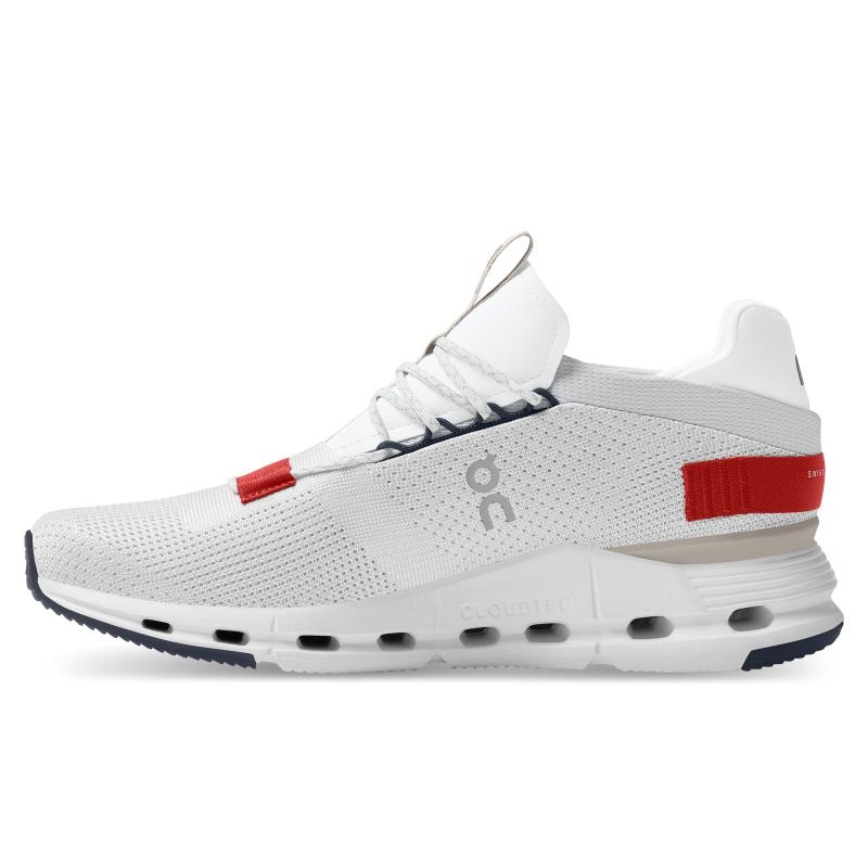 QC Cloudnova Men's Sneakers White | Red | 81529-VJWN