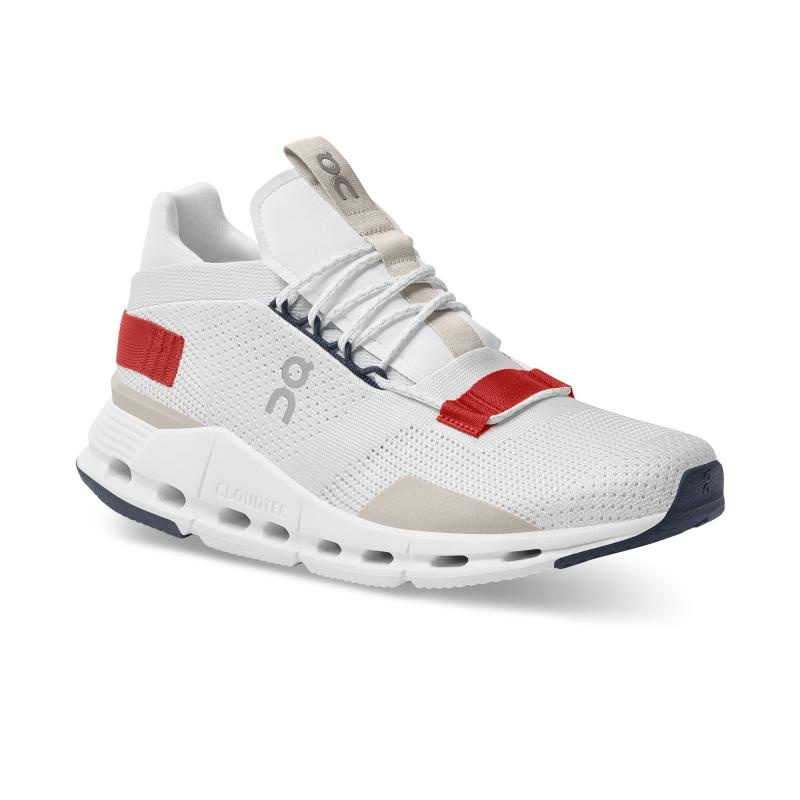 QC Cloudnova Men's Sneakers White | Red | 81529-VJWN